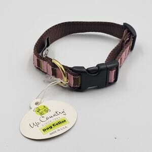 NEW UP COUNTRY DOG PUPPY COLLAR PINK BROWN STRIPE PATTERN CUTE SIZE L